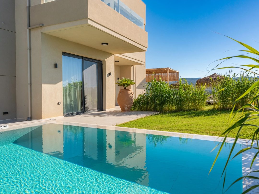 Pool and villa entrance at NUSA Balos